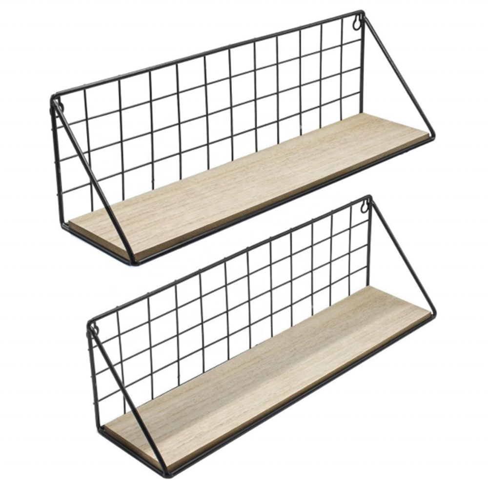 Schwebendes Metall-Holz-Wandregal