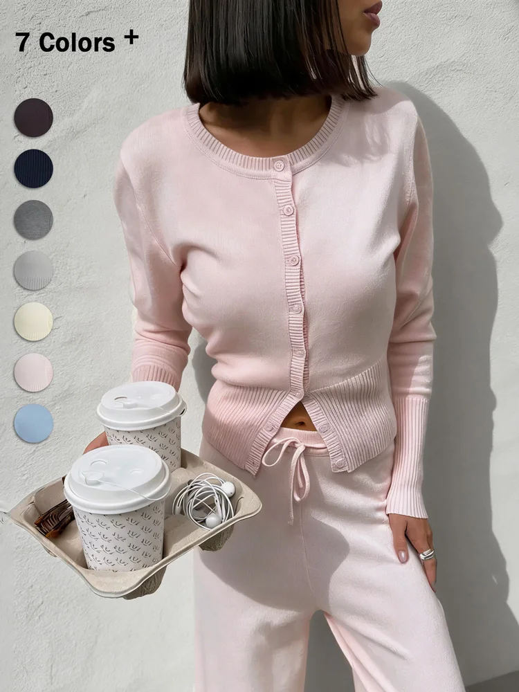 Tossy Casual Strickjacke Für Frauen Langarm Rippen Patchwork 2