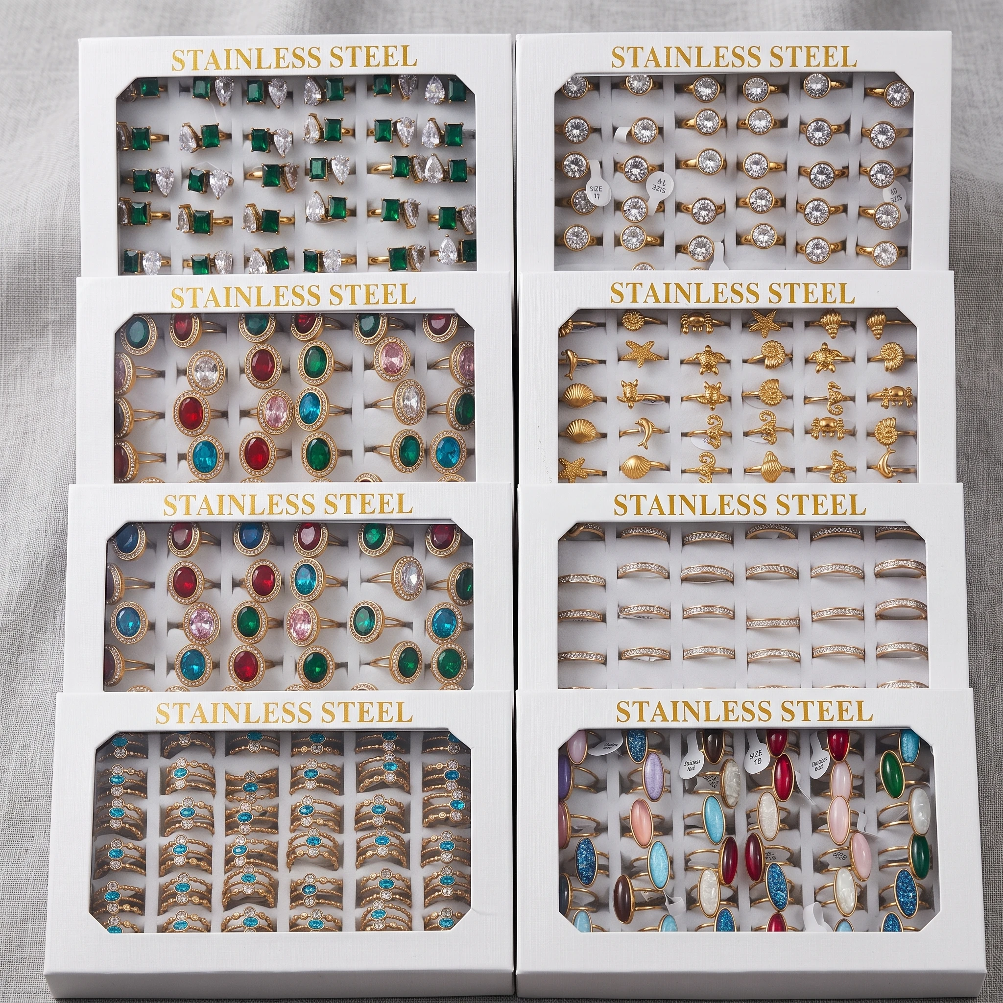 Edelstahl Offene Ringe Set 36-teilig