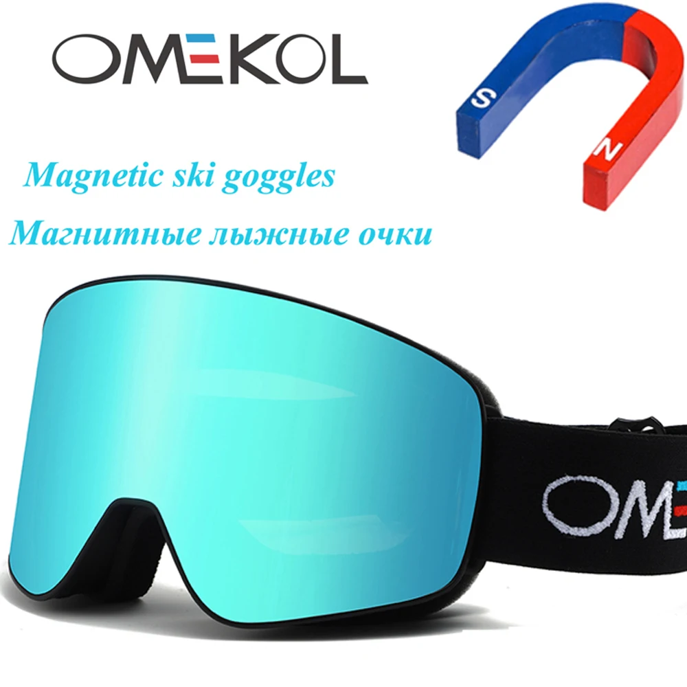 OMEKOL Brandneue Magnetische Skibrille Doppelschichtige Antibeschlag-Schneebrille für Männer