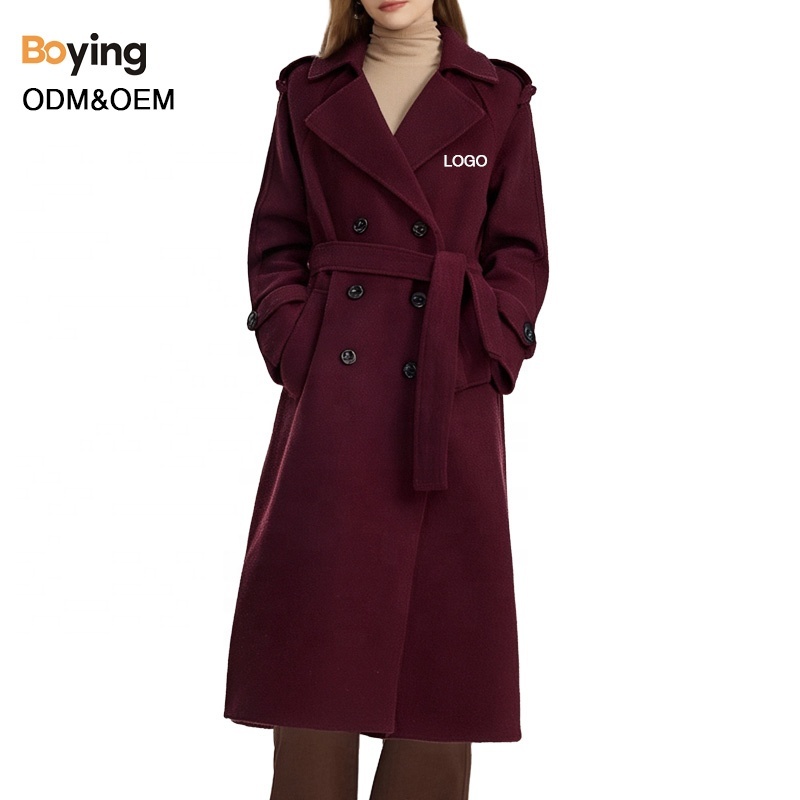 Double-Breasted Winter Trench Coat with Belt