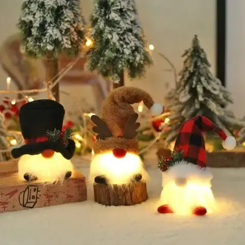 LED Plush Santa Ornament