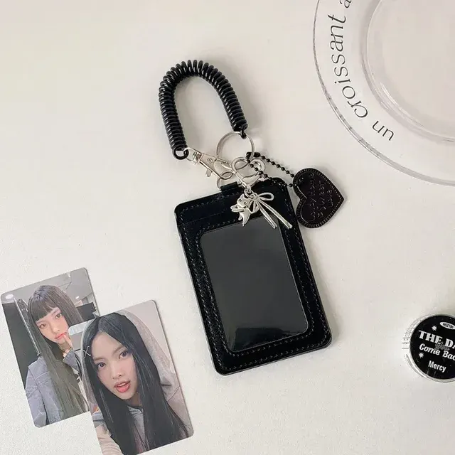 Black ID Card Holder Keychain Case 2