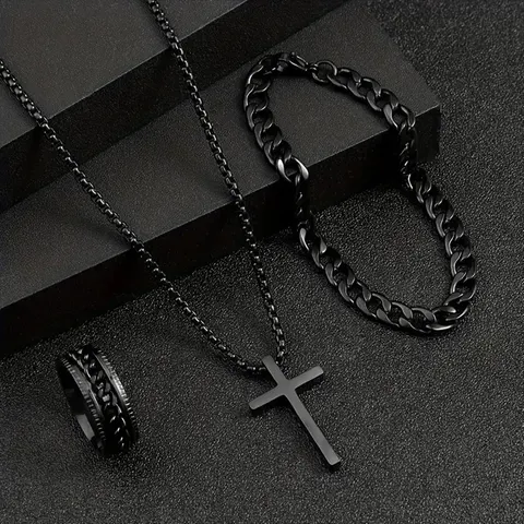 Cross Necklace with Ring Set