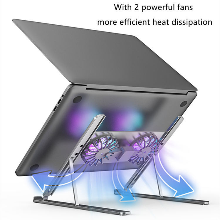 Aluminum Laptop Stand with RGB Light and Fan 2