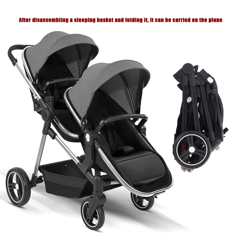 Faltbarer Multifunktionaler Zwillingskinderwagen Konvertierbarer Leichtgewichtiger Baby-Fahrradwagen EU-Versand 2