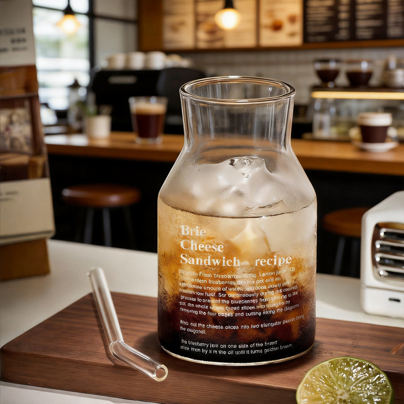 650ml Clear Glass Tumbler with Lid and Straw