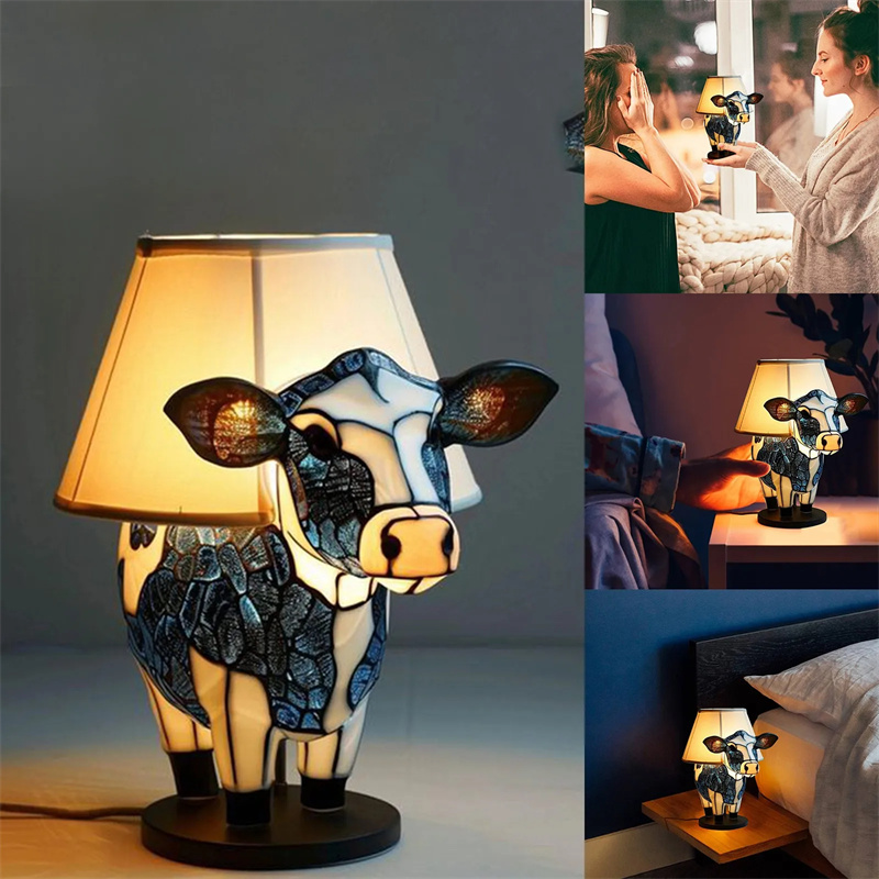 Beautiful Cow Table Lamp Bedside With USB For