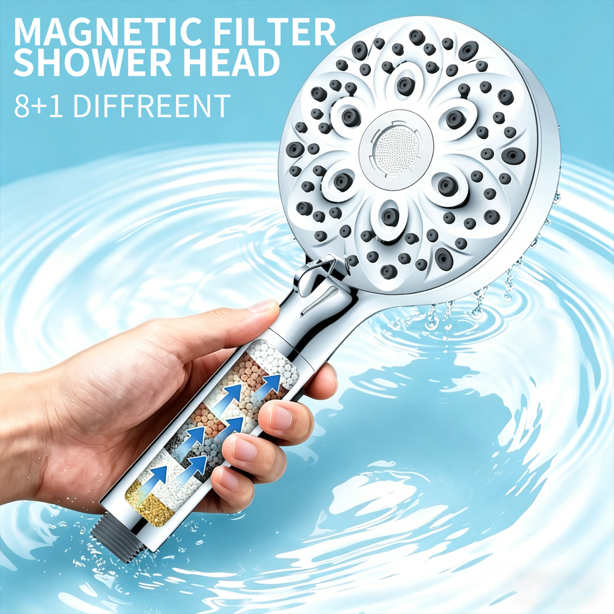 One-Click Activate Jet Spray Gun Function Shower Head 2
