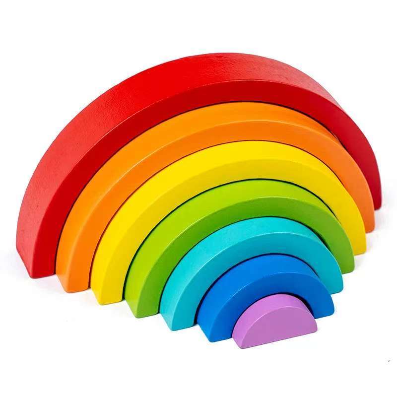 Montessori-Regenbogen-Stapelblöcke aus Holz 4