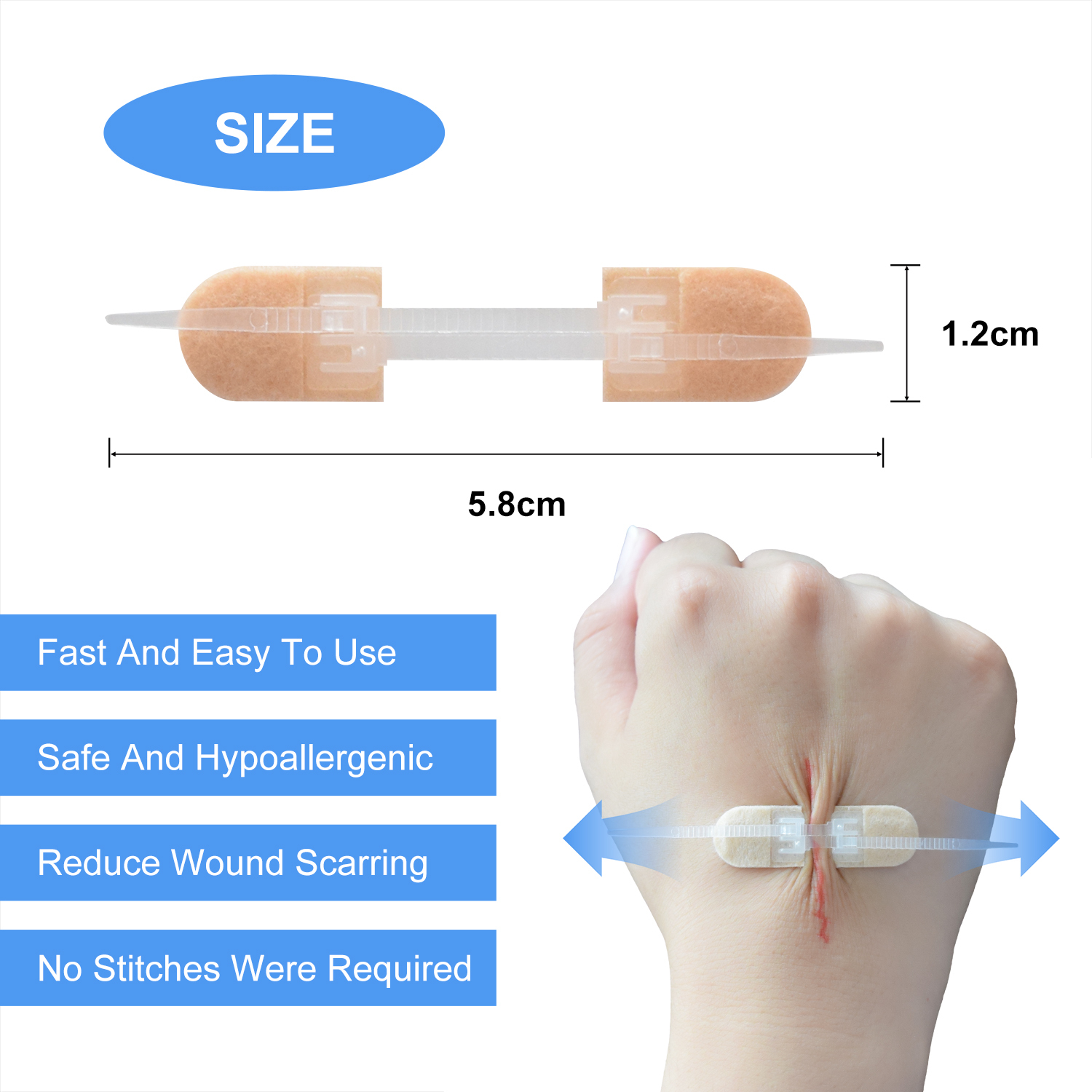 1.2cmx5.5cm Medical Disposable Sterile Adhesive Skin Wound Closure 3