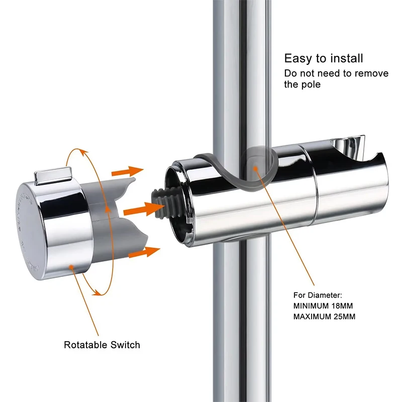 Adjustable Shower Head Bracket for Rails 2