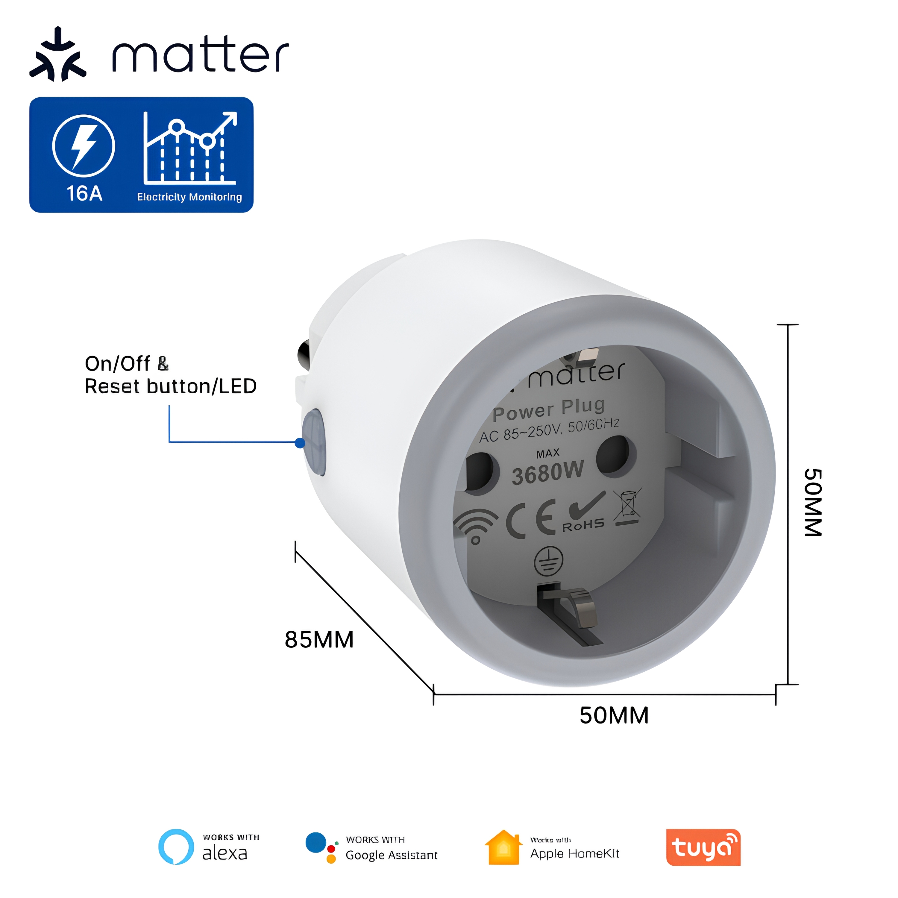 WLAN Smart Steckdose mit Strommessung 16A 3