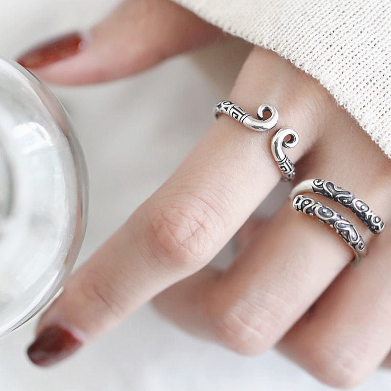 S999 Pure Silver Minimalist Personality Tight Hoop Open