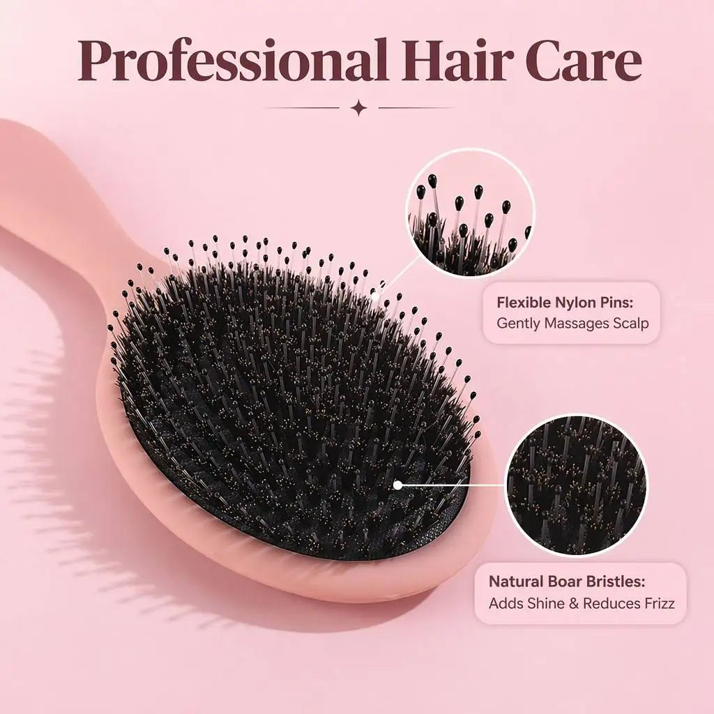 Air Cushion Boar Bristle Detangling Hairbrush 3
