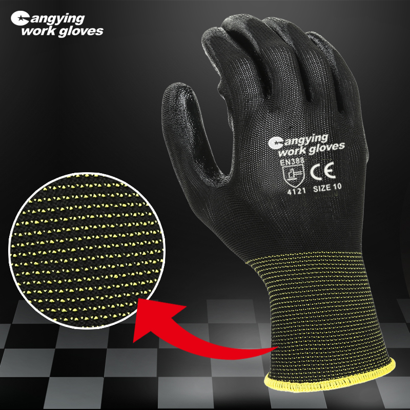 CY EN388 Certified Anti-Static Nitrile Black Gloves Safety 4