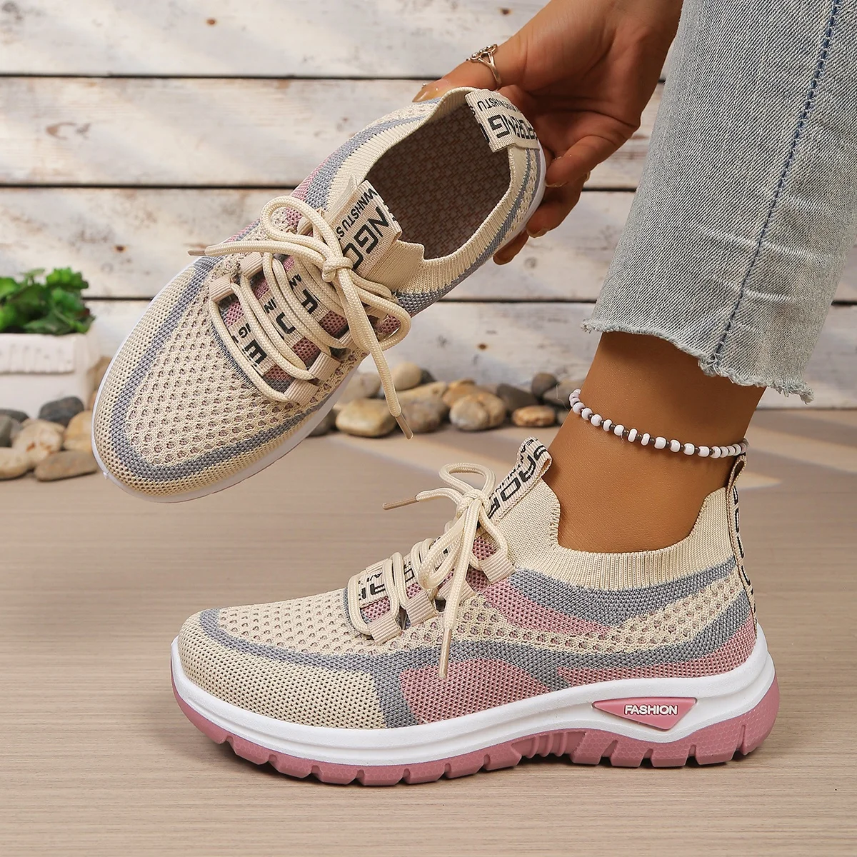 Zweifarbige Damen-Sneaker im Casual-Stil