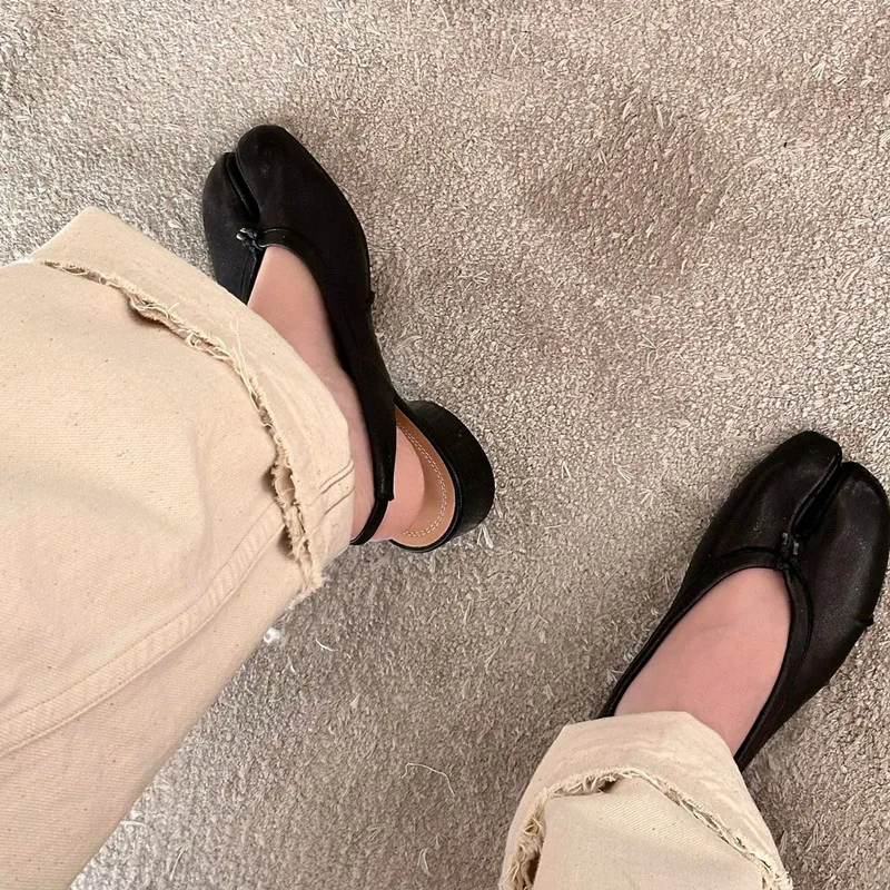 Frühling Sommer Mode Weiche Leder Split Toe Frauen 4