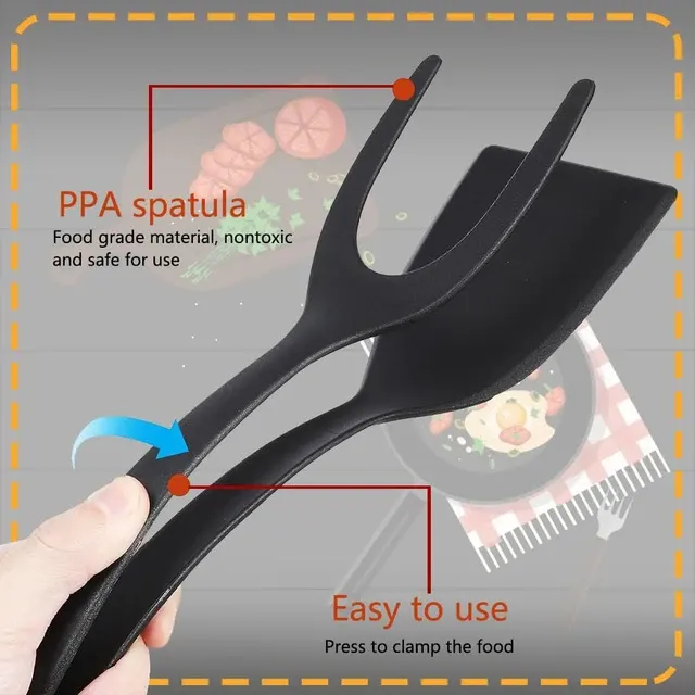 2-in-1 Nonstick Nylon Flip Spatula with Tongs 3