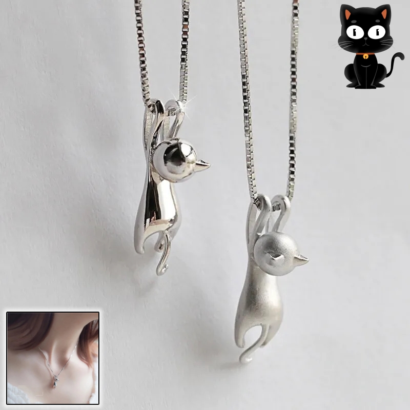 Short Wild Clavicle Chain Cat Pendant Necklace For
