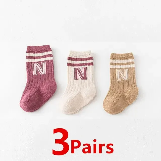 Non-Slip Cotton Baby Socks, 3 Pairs 2