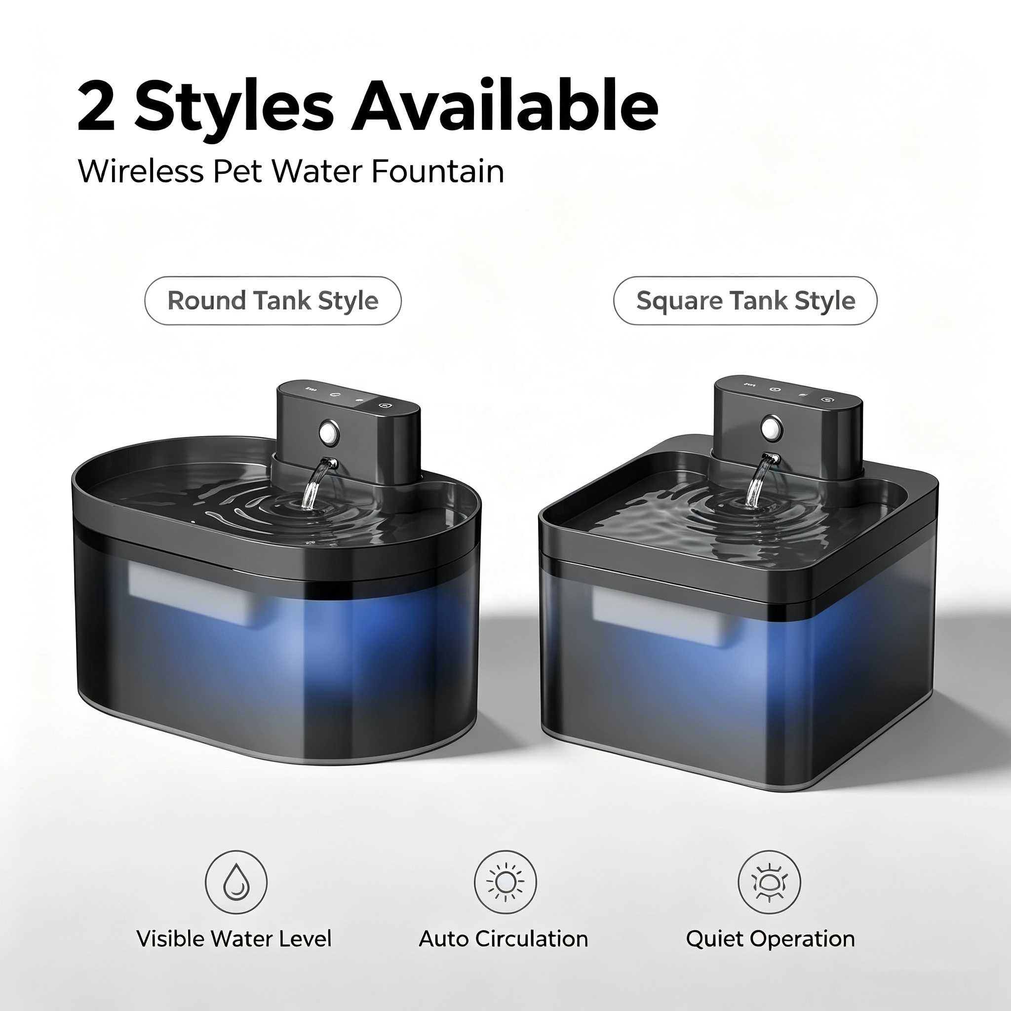 2600mAh Wireless Rechargeable Stainless Steel Waterproof Pet Water