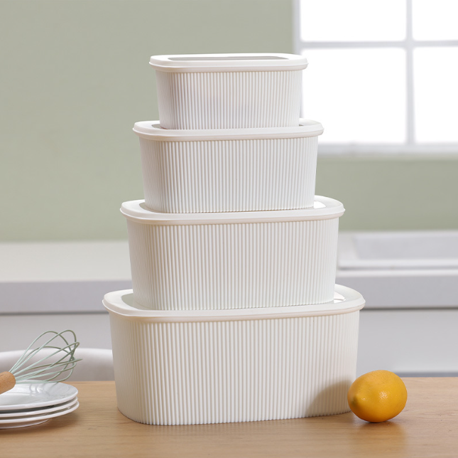 Rectangular Plastic Food Storage Containers Fridge Organizer Bins 3