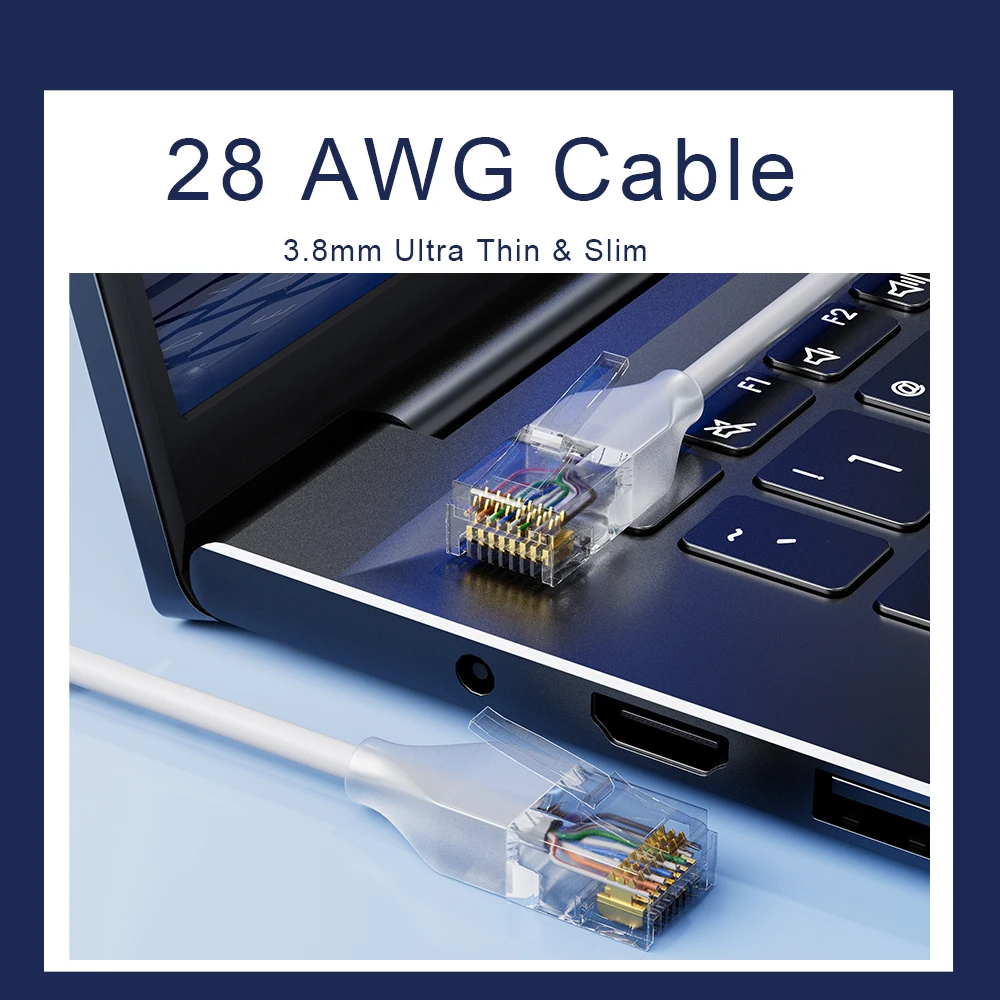 COMNEN 24er-Pack Ethernet-Beleuchtungs-Patchkabel Flexibel Schlank Cat6a 10G POE 4