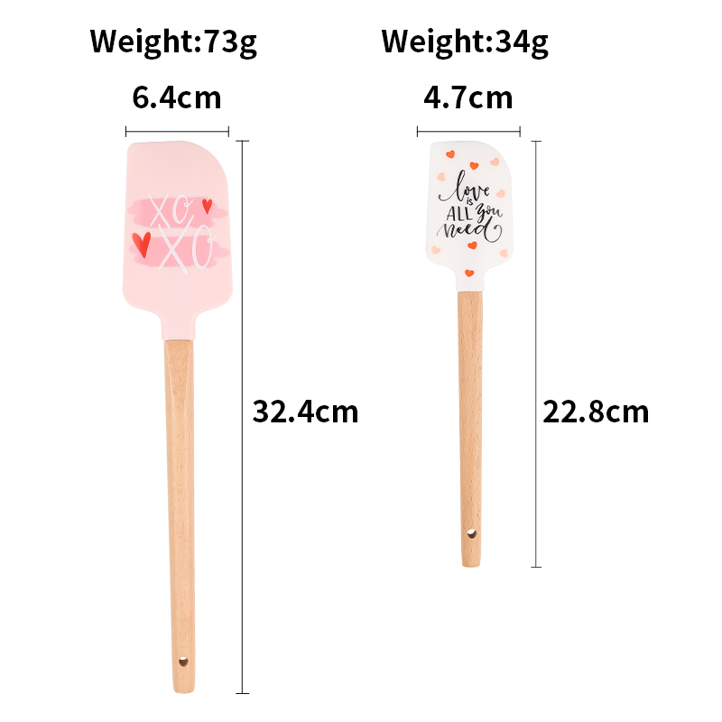 Pink Silicone Pastry Scraper Spatula Set 2