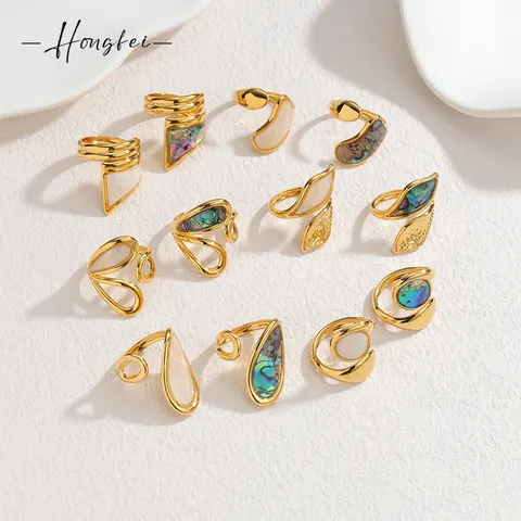 Gold Tone Stainless Steel Abalone Shell Irregular Open