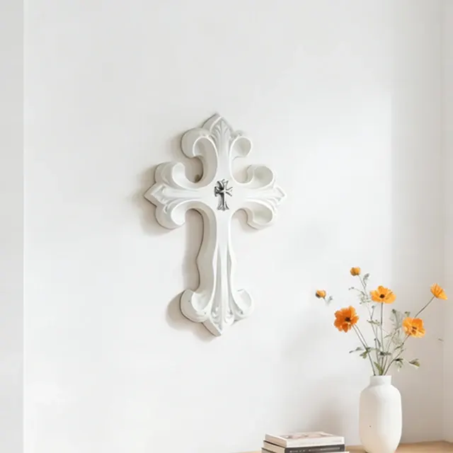 Vintage Carved Cross Ornament Retro Wall Decor Gift 3