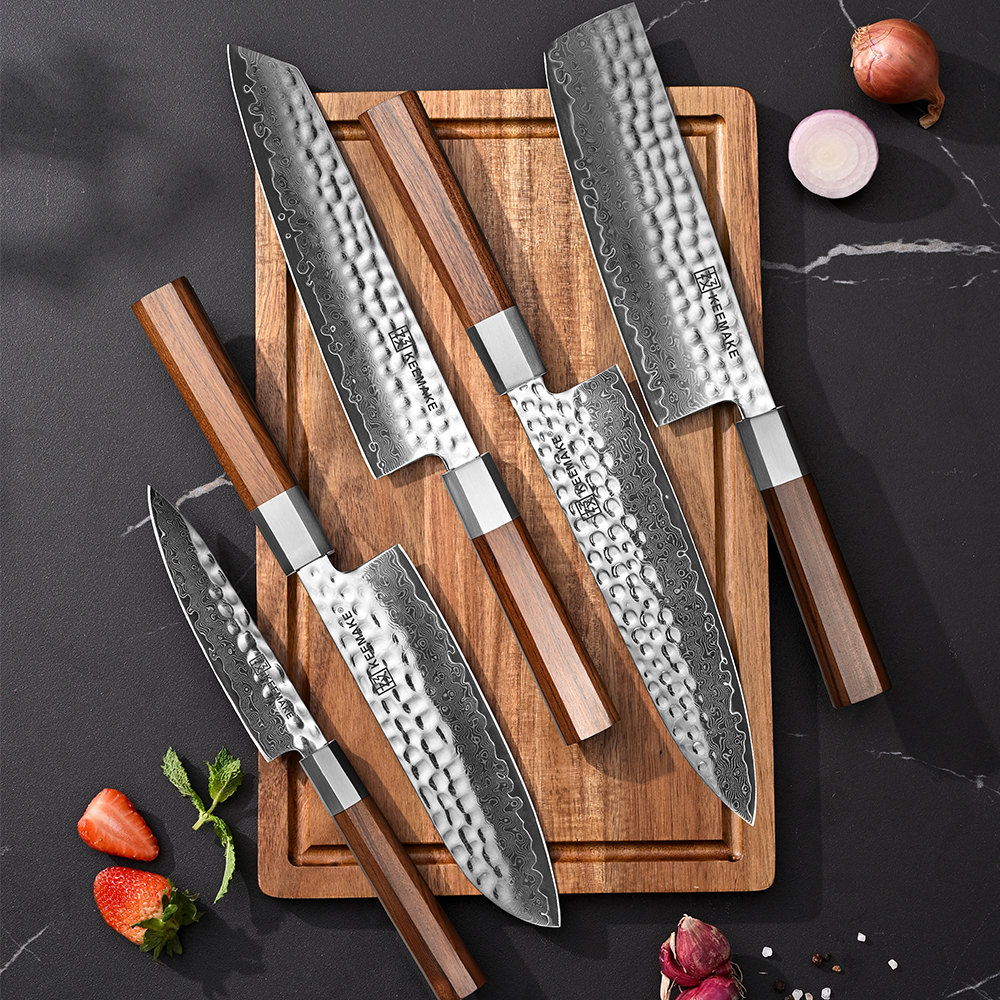 Hand-Forged Chef Knife Set Rosewood Handle