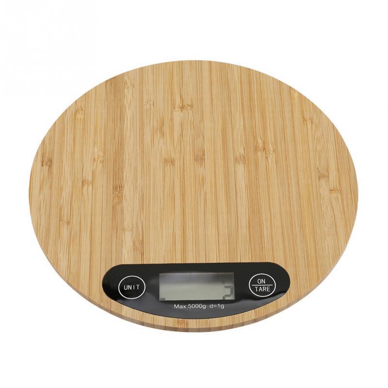 Bamboo Panel Electronic Kitchen Scale Big Round Baking