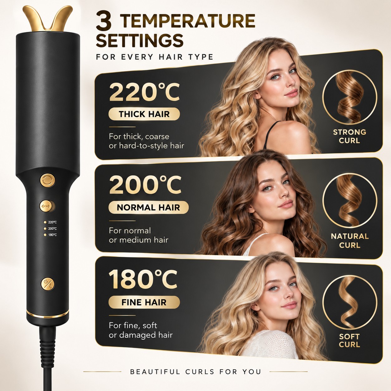 Black Gold Automatic Curling Wand 1 Inch 3