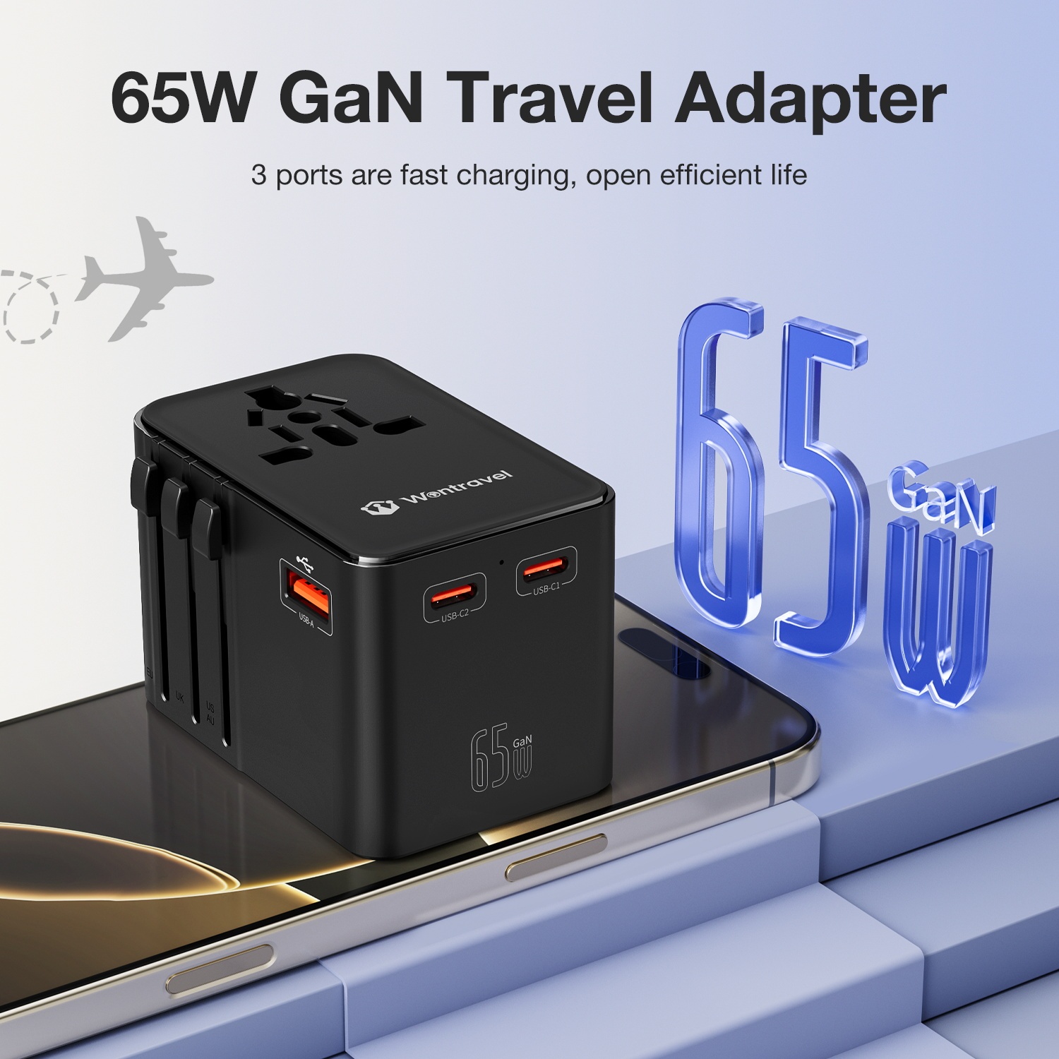 65W GaN Fast Charger with PD 3.0 2