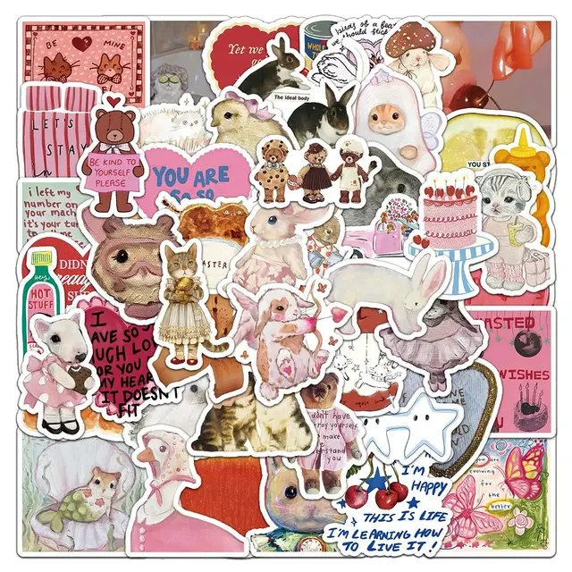 Vintage Animal Pattern Stickers, 50 Pack 1