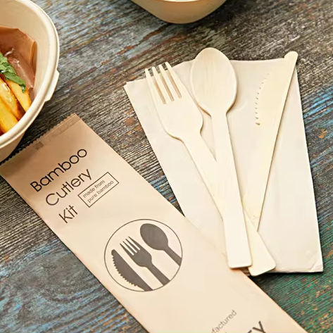 Heat-Resistant Bamboo Disposable Cutlery Set