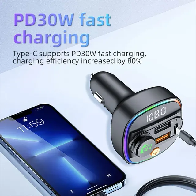 FM Transmitter with 30W PD Fast Charger 3