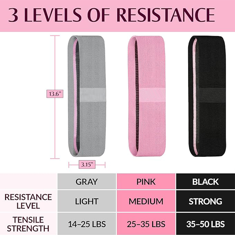 Fabric Hip Resistance Bands Non Slip High Elastic 2