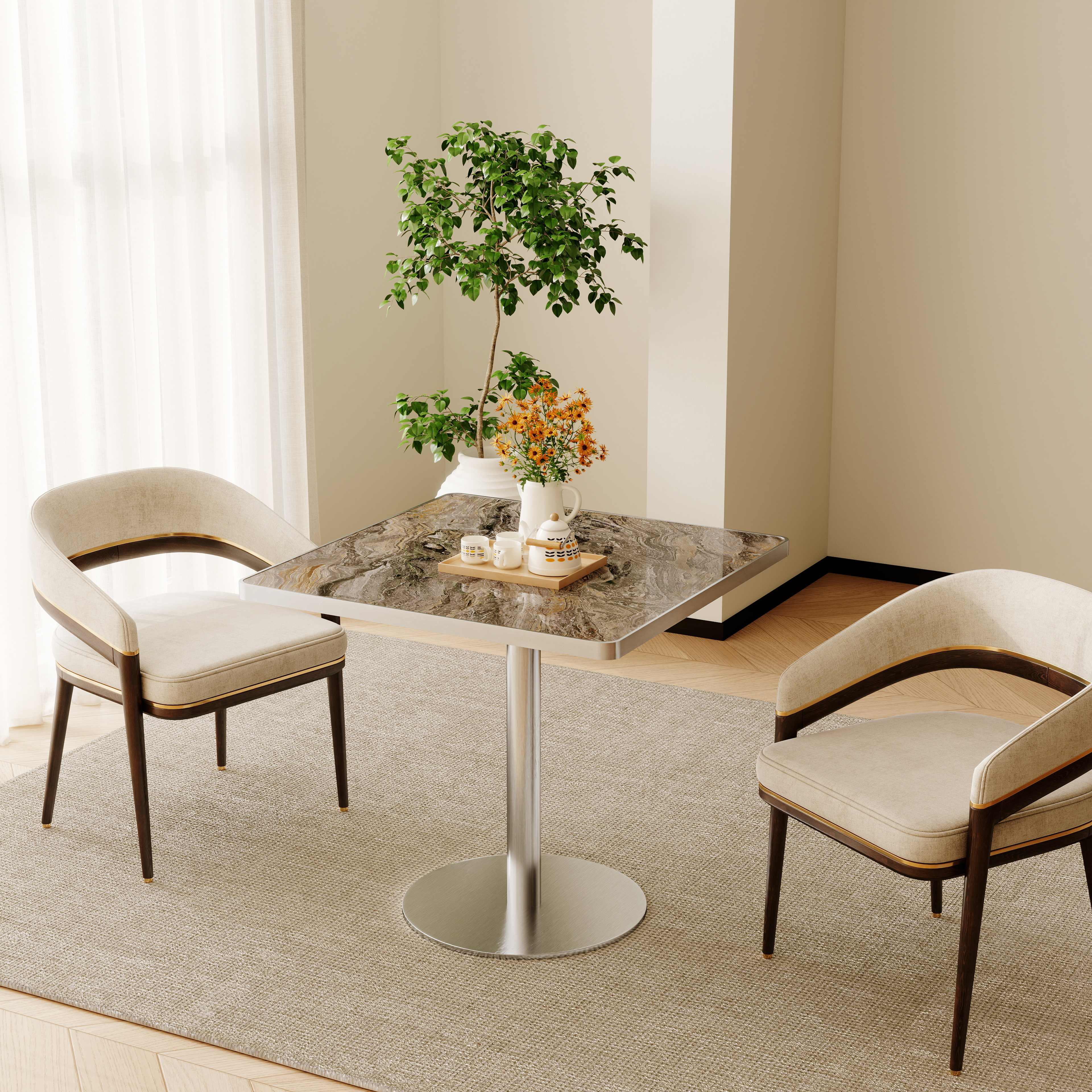 Round Modern Dinning Table 31.5 Inches Bistro Tulip 4