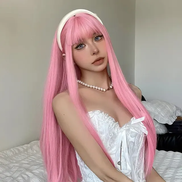 Long Pink Cosplay Wig 4