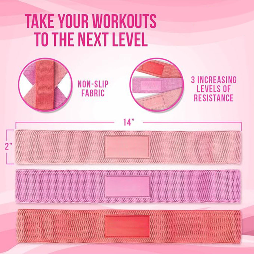 Fabric Hip Resistance Bands Non Slip High Elastic 3