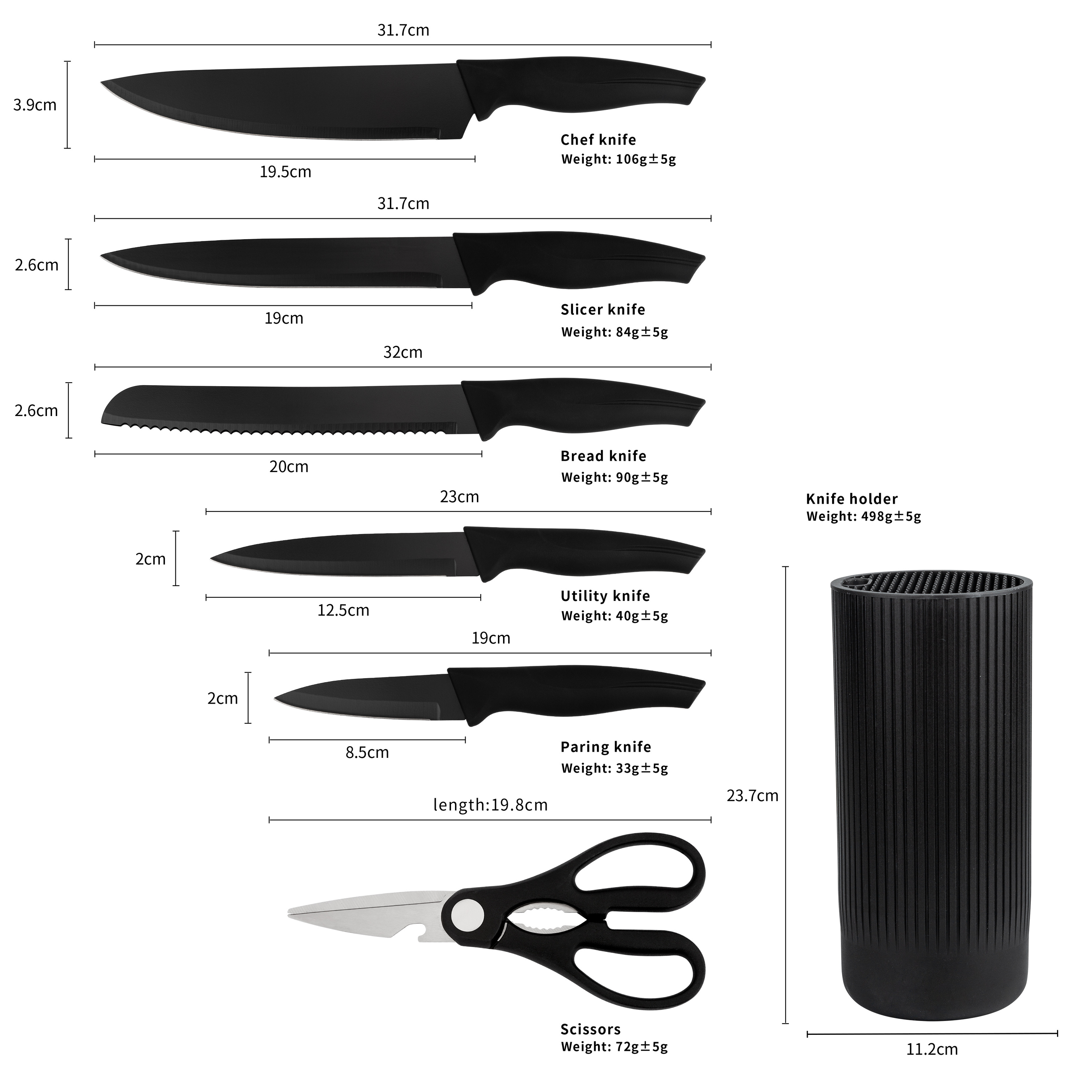 6-Piece Stainless Steel Chef Knife Set 3