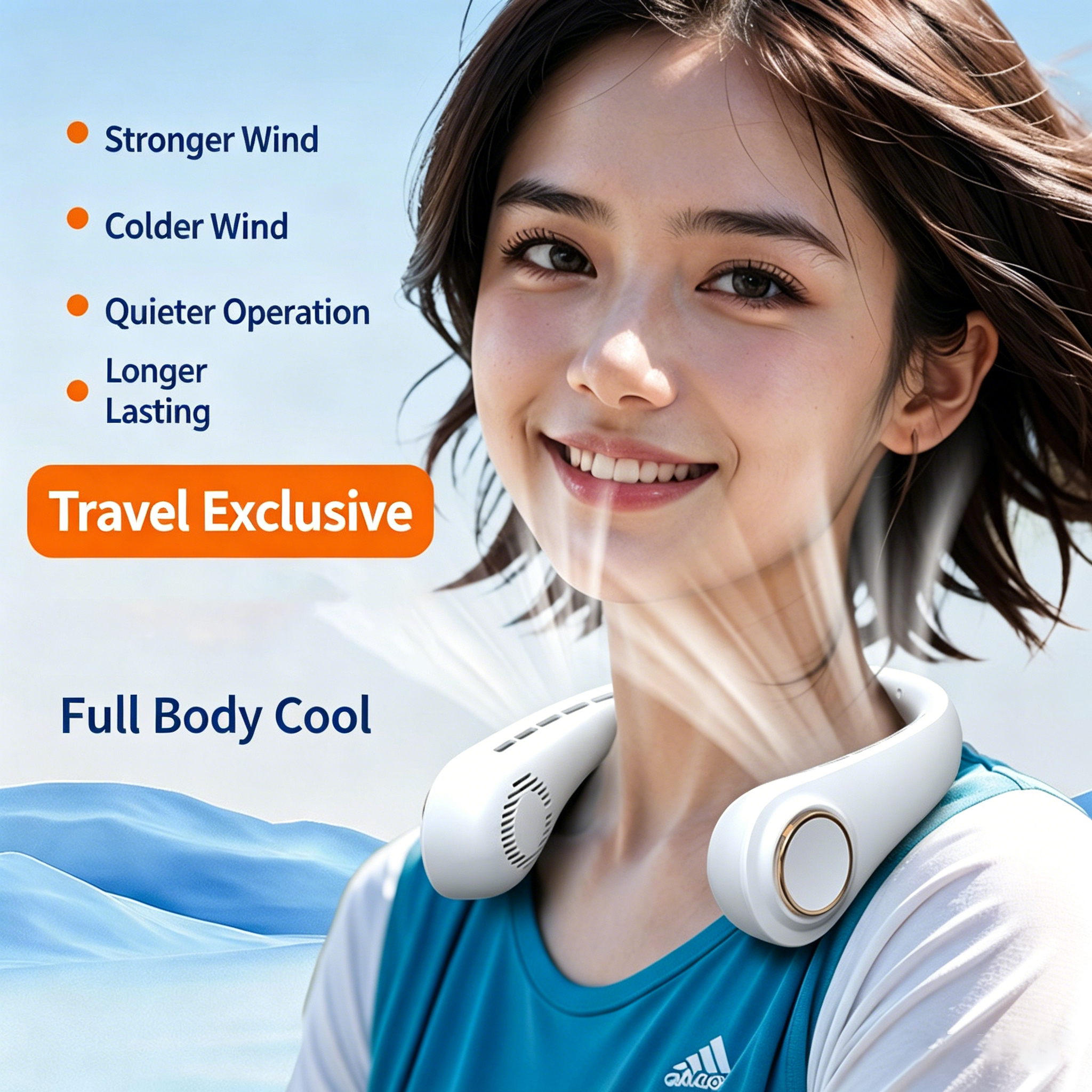 Foldable Bladeless Neck Fan LED Display 4