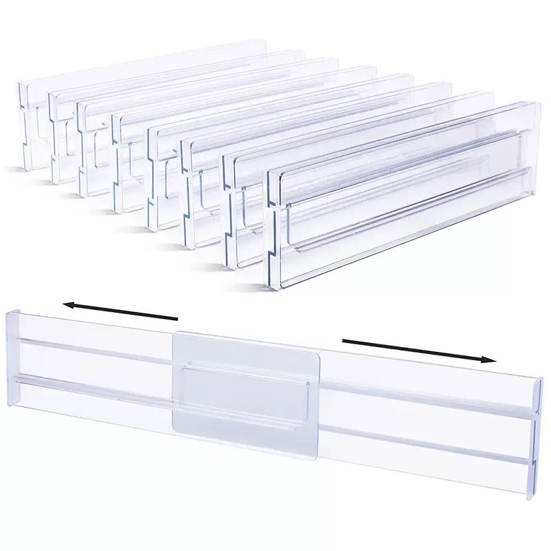 Clear Plastic Adjustable Expandable Sliding Drawer Organizer for