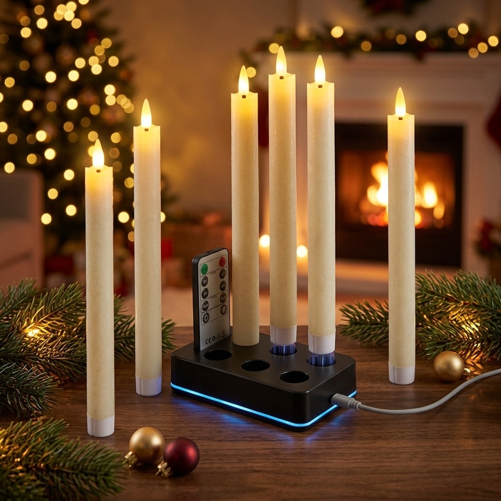 Flickering LED Pillar Candles with Timer