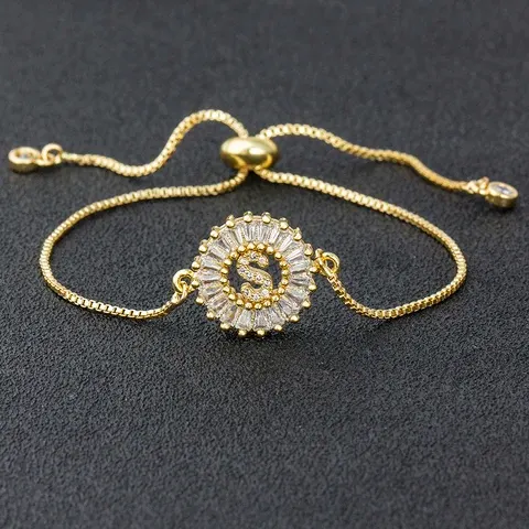 A-Z Initial Micro Pave Cubic Zirconia Bracelet