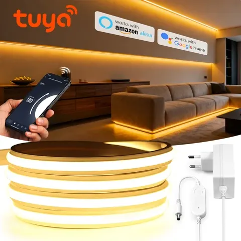 Smarte WLAN-App-gesteuerte COB Neon LED-Lichtleiste Wasserdichtes Feuerfestes Silikon-LED-Bandlicht