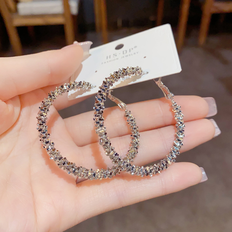 Large Twisted Gold Hoop Earrings 4