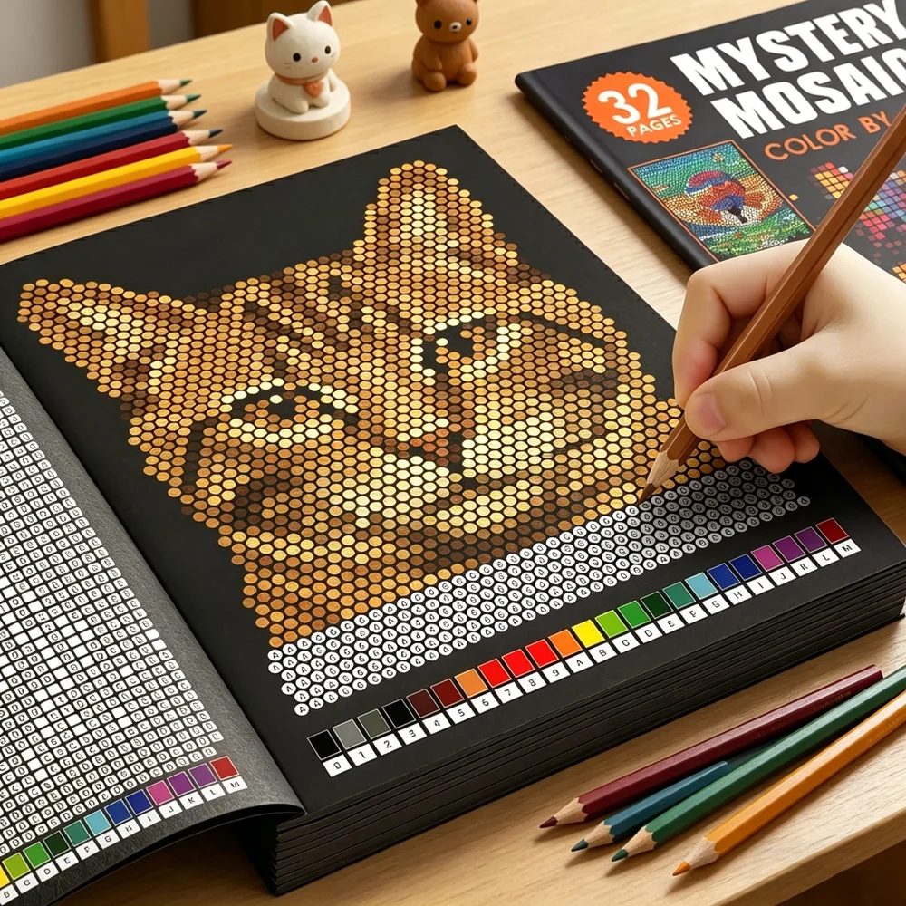 Mystery Mosaics Malbuch mit Zahlen zum Ausmalen 32
